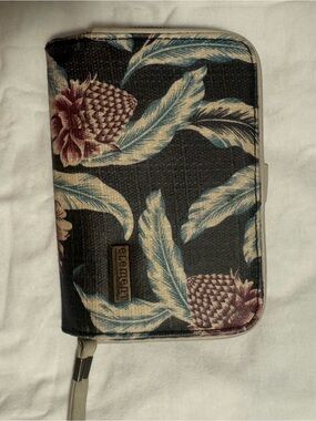 Element Black Wallet with Teal and Cream Leaf Print